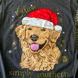 Women’s small Simply Southern dark gray long sleeve shirt NWT Golden Retriever